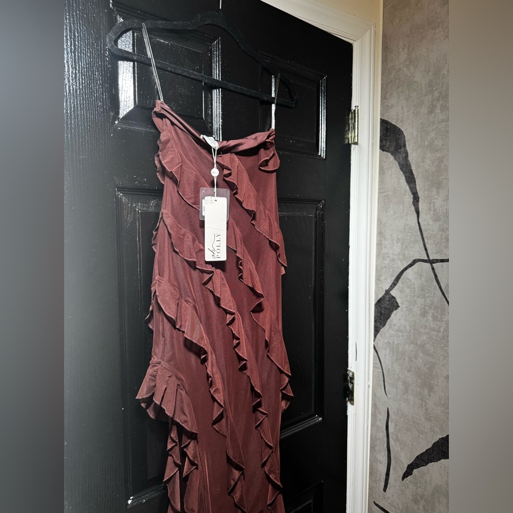 Nevali
Bandeau Ruffle Detail Maxi Dress in Brown